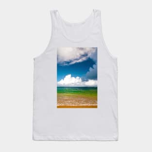 Green Seascape,Cumulus Clouds Over Deep Blue Sky Tank Top